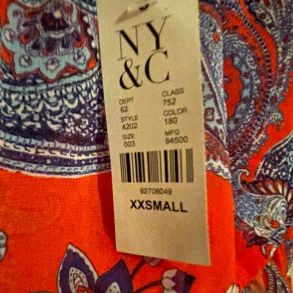 New! New York and Company XXS paisley red white and blue dress. - Picture 10 of 11